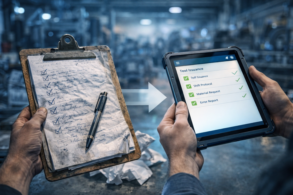 Liste auf Klemmbrett wird digitalisiert